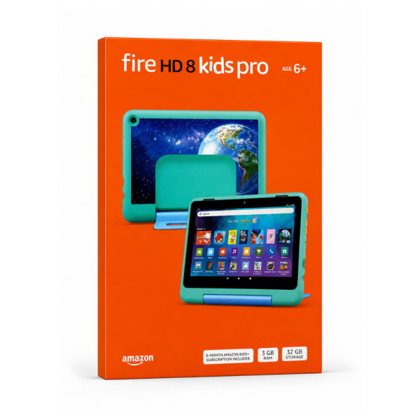 Amazon Fire HD 8 Kids Pro Tablet (12th Generation) – 32GB, 3GB RAM, Discovery Kid-Friendly Case with Built-In Stand, Ages 6+