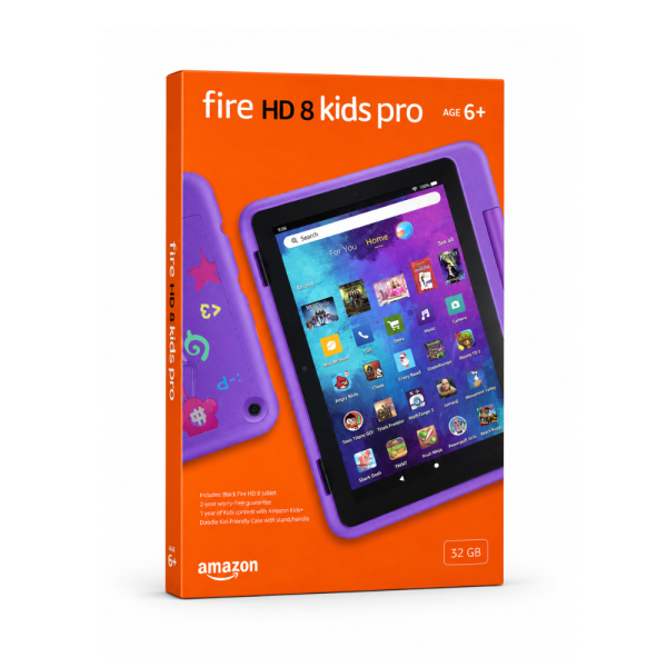 Amazon Fire HD 8 Kids Pro Tablet (10th Gen) – 32GB | Ages 6+ | Doodle Kid-Friendly Case with Stand